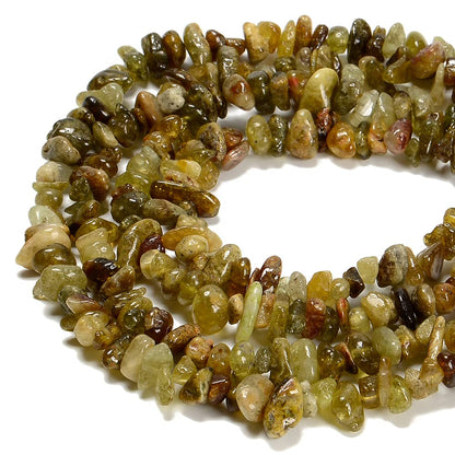 jodaying 5-8mm Natural Green Garnet Gemstone Chips Healing Gravel Bracelets Necklace Kit Irregular Tumble Stone Beads DIY Crafts Design Jewelry Making 32"