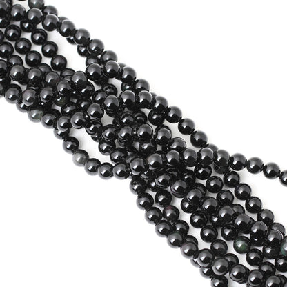 CHEAVIAN 45PCS 8mm Natural Black Obsidian Gemstone Round Loose Beads Crystal Energy Stone Healing Power for DIY Jewelry Making 1 Strand 15"