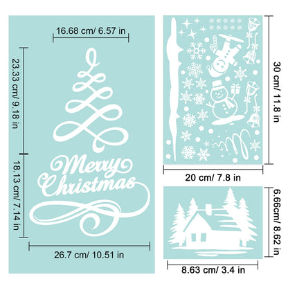 Whaline 9 Sheets Christmas Window Clings Stickers Double-Sided Merry Christmas Tree Snowflake Window Decals White Holiday PVC Stickers for Home Shop Glass Display Decoration, 9 Sheets