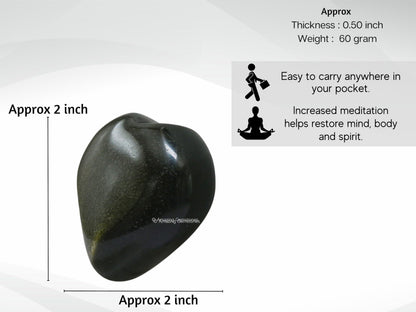 Amazing Gemstone Golden Sheen Obsidian Crystal Heart Palm Stone - Pocket Massage Worry Stone for Natural Body Chakra Balancing, Reiki Healing and Crystal Grid