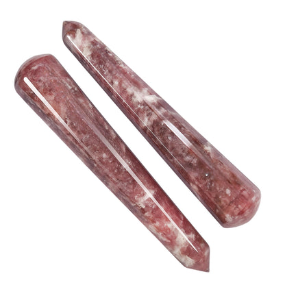 Amazing Gemstone Lepidolite Crystal Wand Massage Stick - Pelvic Wand Gua Sha for Adults - Crystals and Healing Stones Massage Wands for Adults Gifts (Pointed)