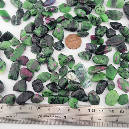 1,000 Carats Ruby in Zoisite Handpicked Tumbled Stones Crystals Chips Bulk Pocket Stones for Healing, Reiki, Meditation, Witchcraft and Home Decorations (Ruby in Zoisite)