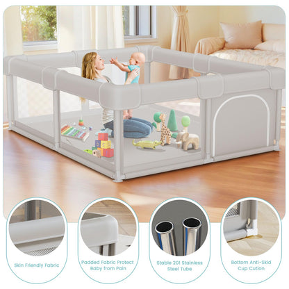 Besuhot Baby Playpen Baby Playard, Play Pen for Babies and Toddlers with Gate, 50x50 Fence, Sturdy Safety Playpen, Indoor & Outdoor Kids Activity Center (Pack of 2)