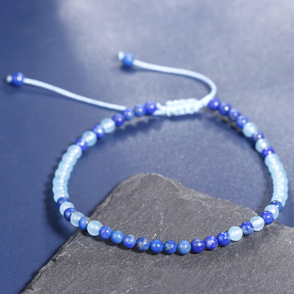 Jewever Agate Beads Anklet Bracelet for Women Healing Energy Crystals and Gemstones Beach Foot Beaded Jewelry Gifts (Blue Agate/Lapis lazuli)