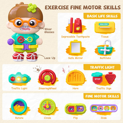 Montessori Busy Board Toys for 1 Year Old Boy, 1 Year Old Boy Birthday Gift, 54-in-1 English & Spanish Baby Busy Board Montessori Toys, Ideals 1st Birthday Gifts Boy, 1 Year Old Boy Toys Gifts