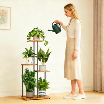 Atpddpey Plant Stand Indoor, Corner 4 Tier Metal Plant Shelf for Multiple Plants, Tiered Flower Pot Stands for Patio Garden Balcony Living Room Bedroom