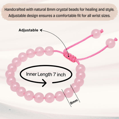 Amazing Gemstone Rose Quartz Bracelet, Gifts For Men & Women - Protection Healing Crystal Bracelet - 8mm Gemstone Beaded Adjustable Bracelet, Pulseras Para Hombres Mujer Stocking Stuffers