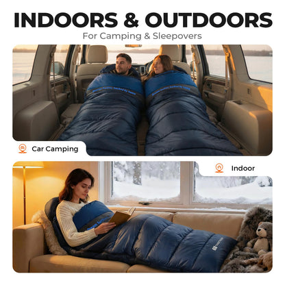 TANSTRIDER Cotton Flannel XXL Sleeping Bags for Adults Cold Weather Camping Sleeping Bag for Adults Kids Teens with Compression Sack,Camping Gear for Traveling,Hiking,Climbing,Outdoor,Indoor