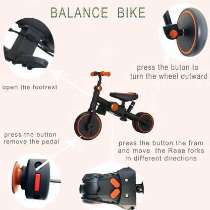 FVOJZQGD Baby Tricycle with Canopy,8 in 1 Toddler Bike Foldable Kids Tricycle,Toddler Tricycle for 1-3 Year Olds, Push Tricycle for Kids Trike Balance Bike Chrismas and Birthday Gift for Boy and Girl