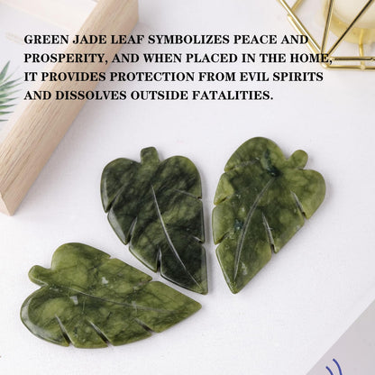 Runyangshi 1PCS Natural Green Jade Stone Hand-Carved Crystal Leaves Sculpture Leaf Shape Crystal Healing Stone Figurines Reiki Gemstone Collection Home Decor Desk Decor