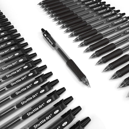 Shuttle Art Black Gel Pens, 100 Pack Retractable Medium Point Rollerball Gel Ink Pens Smooth Writing with Comfortable Grip for Office School Home Work