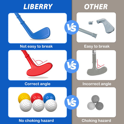 Liberry Toddler Golf Set for 2 3 4 Years Old Boys Girls, Upgraded Kids Golf Clubs Set with Cart, Putting Mat, Outdoor Indoor Sports Toy Birthday Gift, Blue