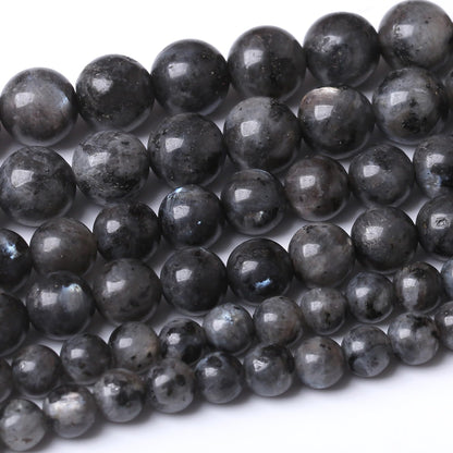 10MM Black Larvikite Round Loose Beads Natural Gem Beads Crystal Energy Stone Beads for Jewelry Making DIY Bracelet Necklace