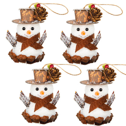 4Pcs Christmas Snowman Ornaments - Handmade Hanging Decoration, Christmas Decor - Ideal for Christmas Tree, Holiday Centerpiece, Party Supplies, and Home Decor