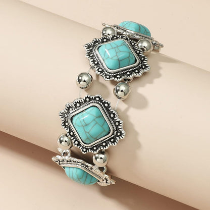 Hclian Turquoise Beaded Stretch Bracelets Bohemian Stackable Bracelets Y2K Summer Beach Bracelets Jewelry for Women