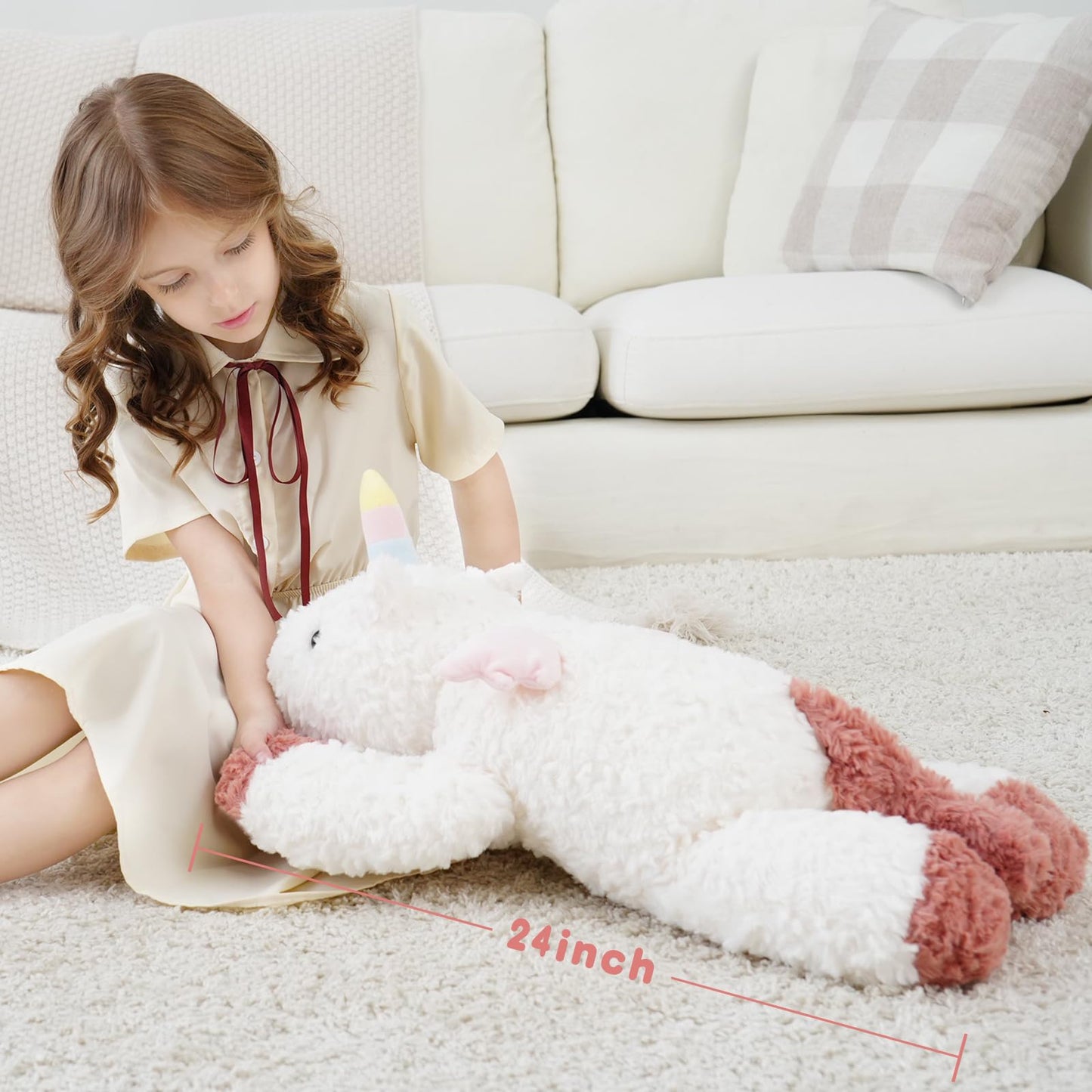 YGZE Weighted Unicorn Stuffed Animal – 24 Inch, 4 lb Calming Plush Toy for Girls and Kids, Soft and Huggable Gift for Birthdays and Holidays