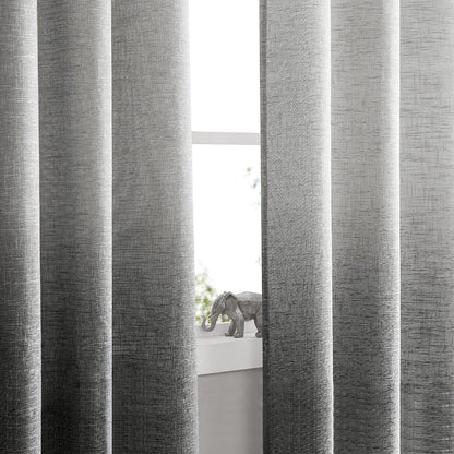Central Park Ombre Window Curtain Panel Linen Gradient Print on Rayon Blend Fabric Drapery Treatments for Living Room/Bedroom, Cream White to Gray, 40" x 84", Set of 2