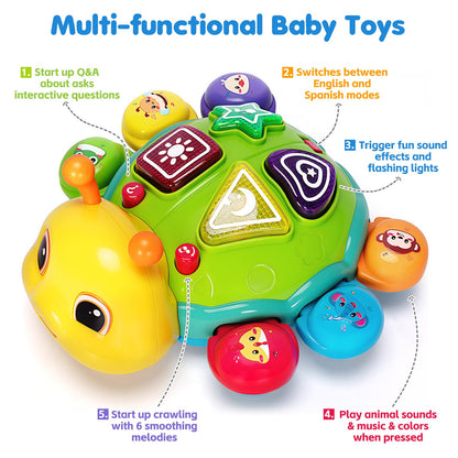 Baby Crawling Toys for 6-12 Months, Musical Toys for Infants 7 8 9 10 11 Months, Early Learning Educational Toy with Light Sound, Tummy Time Development Toys, Christmas Birthday Gifts for 1 Year Old