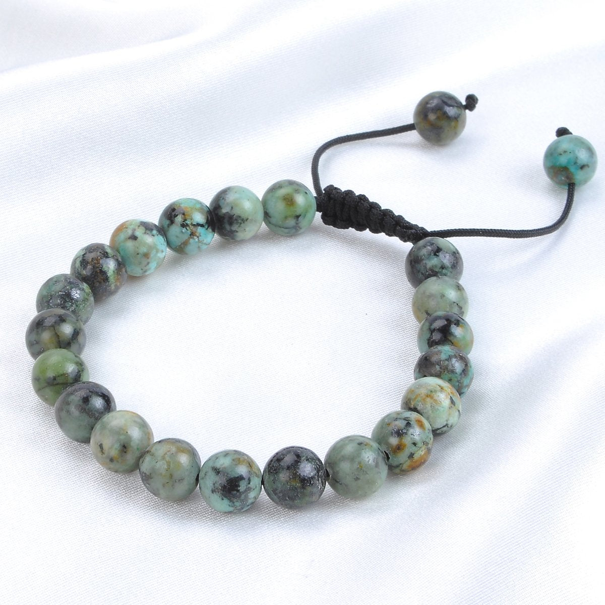 MASSIVE BEADS African Turquoise Bracelet, Wrist Mala Beads, Healing Crystals, Chakra Jewelry, New Beginnings - Emotional Balance - Personal Growth (African Turquoise, 6mm)
