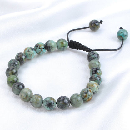 MASSIVE BEADS African Turquoise Bracelet, Wrist Mala Beads, Healing Crystals, Chakra Jewelry, New Beginnings - Emotional Balance - Personal Growth (African Turquoise, 6mm)