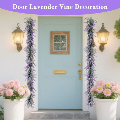6Ft Lavender Purple Artificial Garland All Year Lavender for Wedding Mantle Spring Summer Garland Indoor Outdoor Home Farmhouse Party Stair Table Window Home Decoration