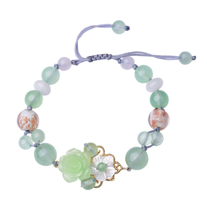 HL1971 Jade Beaded Elastic Bracelet Gradient Green Jade Bead Ladies Bracelet, Suitable for Christmas, Thanksgiving