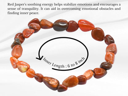 Amazing Gemstone Red Jasper Bracelet for Women Men's Gift - Chakra Protection Mens Bracelet - Red Jasper Crystal Tumbled Stone - Beaded Bracelet Pulseras Para Hombres Mujer Christmas Stocking Stuffer