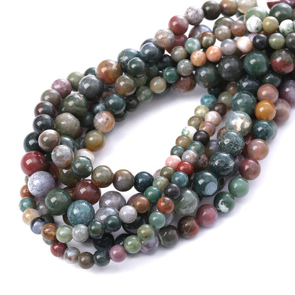 45PCS 8MM Natural Colorful Indian Agate Stone Beads Round Loose Beads for welry Making DIY Bracelet Necklace Accessory 15"