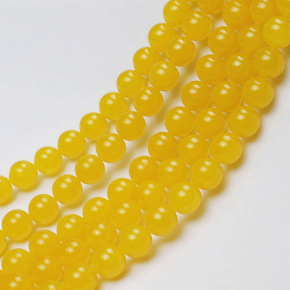MJDCB Natural Yellow Jade Round Loose Beads for Jewelry Making DIY Bracelet Necklace (10mm)