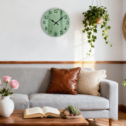 TGHHPC Wall Clock, Modern Wall Clocks Battery Operated, Silent Non Ticking Clock Decorative for Living Room, Office, Home, School 8 Inch (Light Green)