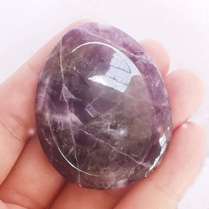 Bacatgem Natural Amethyst Water Drop Chakra Thumb Worry Stone,Stress Relax Healing Reiki Crystal Pocket Palm Stones