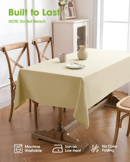 Pureegg Rectangle Linen Tablecloth Waterproof & Stain Resistant, Wrinkle-Free Table Cloth Adds Elegance and Protection, Ideal for Dining, Party, Wedding and Outdoor, 52 x 70 Inch, Beige