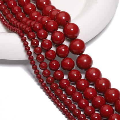 NITOPUPU 100Pcs 8mm Cinnabar Beads for Jewelry Making, Natural Round Loose Gemstone Stone Bead for Necklace Bracelets, Crafts for Adults with Crystal Stretch Cord