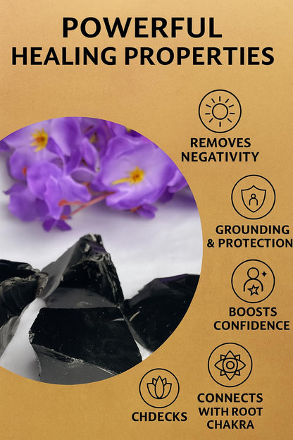 Black Obsidian Raw Stones 1.25-2 Inch, Natural Rough Healing Crystals for Protection, Chakra Balancing, Meditation, Energy Cleansing, Reiki Stones Bulk, Home Decor, Gemstone Collection