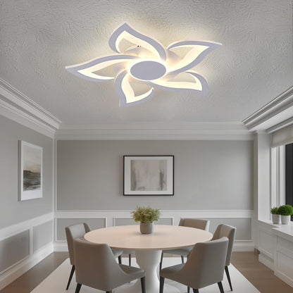 HuixuTe 24" Modern Geometric Ceiling Light Fixture, White Dimmable 3 Colors LED Close to Ceiling Light Fixtures with Remote, Low Profile Flush Mount Ceiling Light for Kitchen, Living Room