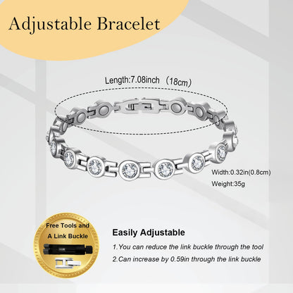 UtenoTureH Magnetic Bracelets for Women, Titanium Steel Magnetic Bracelets with Neodymium Magnets & Sparkling Crystals Jewelry Gifts