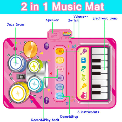 Toys for 1 Year Old Girl Gift,2 in 1 Piano Mat Montessori Toys for 1 2 Year Old Girl,Educational Musical Toy First Birthday Gifts for 1 2 3 Year Olds Girls,Christmas Stocking Stuffers for Toddler