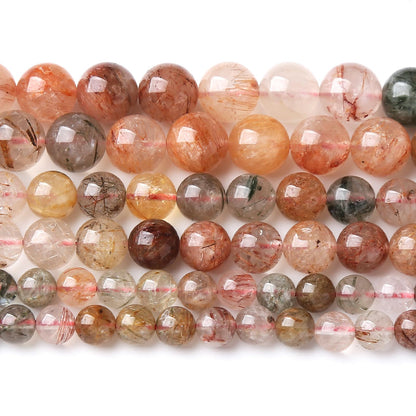 6MM 60PCS Natural Crystal Stone Colorful Rutilated Quartz Beads for Jewelry Making DIY Bracelet