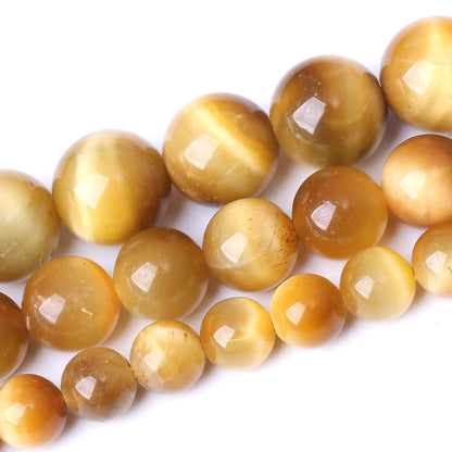 Natural Golden Tiger Eyes Stone Beads for Jewelry Making DIY Bracelet Necklace Jewelry Making 1 Strand 15.5inch 35PCS 10MM