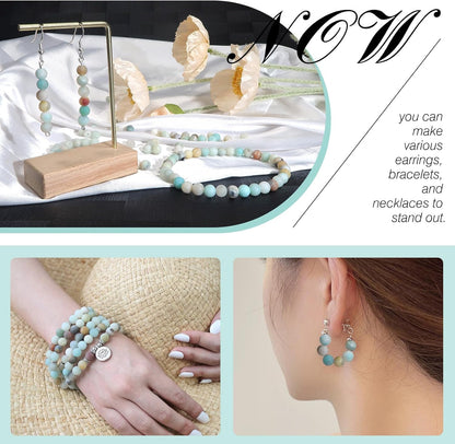 45pcs 8mm Natural Stone Beads Amazonite Beads Crystal Gemstone for Jewelry Making, DIY Bracelet Necklace