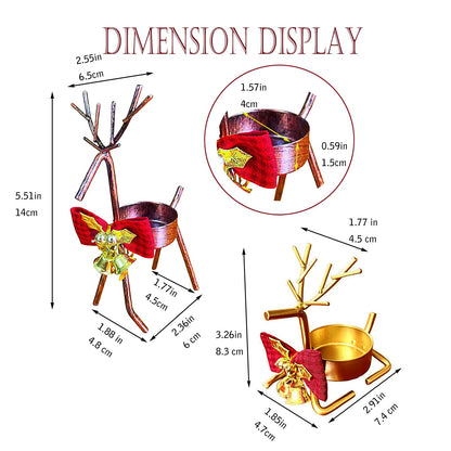 Kornnapa 4pcs Christmas Candle Holder, Reindeer Tealight Candle Holders Christmas Table Centerpieces Decorations Ornaments Metal Deer Dining Tabletop Holiday Decor Display Stainless Steel
