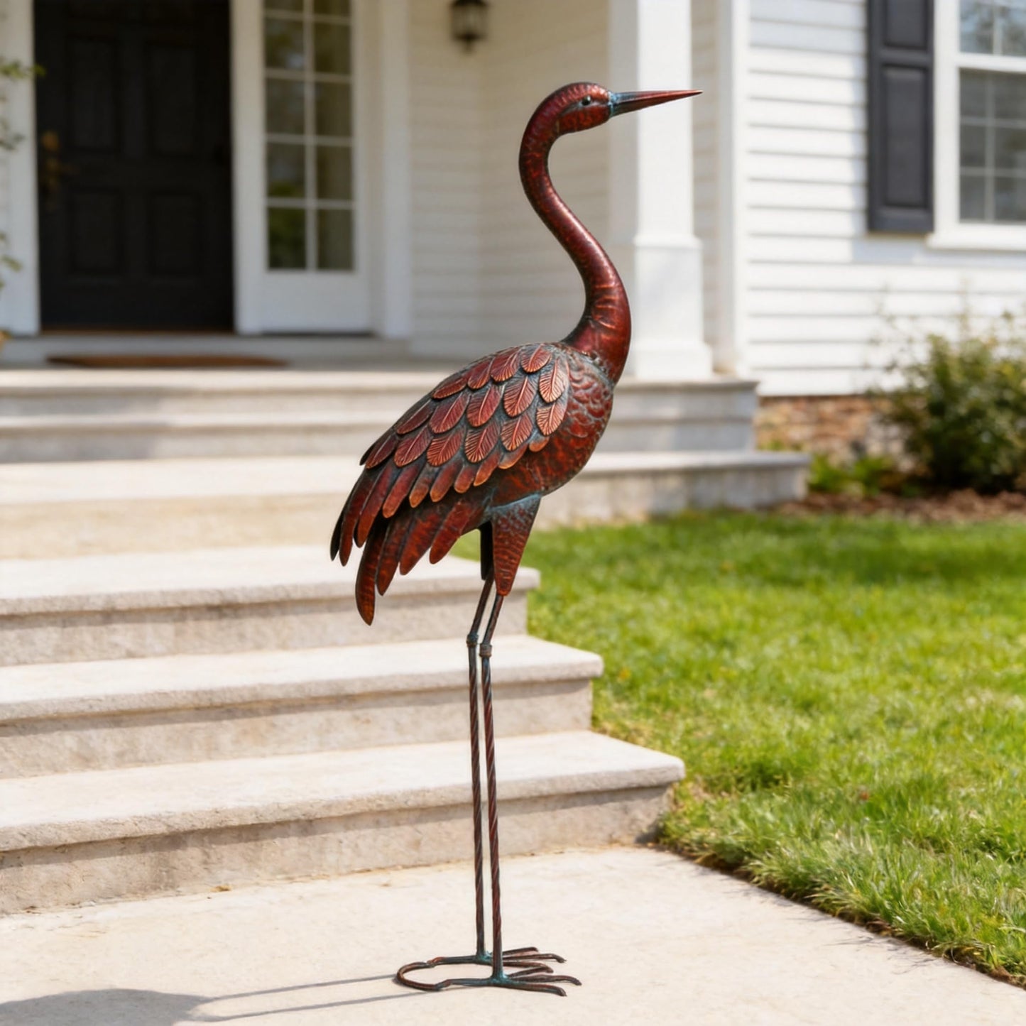 chisheen Outdoor Garden Crane Statues and Sculptures Metal Yard Art Statue for Garden Decoration Large Size