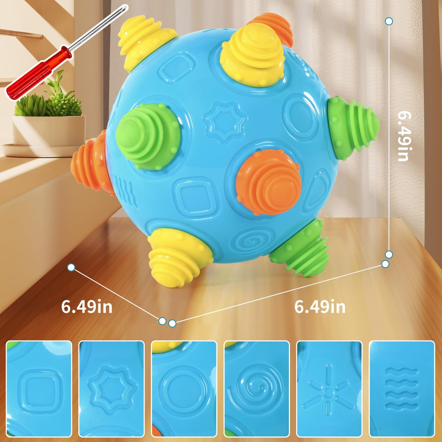 VANLINNY NEW Bumble Ball for Babies,Crawling Sensory Toys for Toddlers,Baby Music Shake Preschool,Dancing Interactive Sounds Infants Toy,Bouncing Learning Ball,Ideal Gift for Boys Girls(Blue)