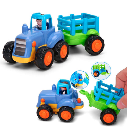 Yiosion Friction Powered Cars Push and Go Trucks Construction Vehicles Toys Set of Tractor Bulldozer Dump Truck Cement Mixer for Baby Toddlers Infants Boys Gifts