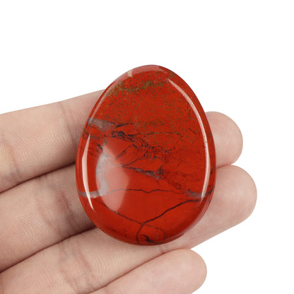 Artistone Red Jasper Crystal Thumb Worry Stone Hand Carved Crystal Pocket Palm Stone for Anxiety Stress Relief, Meditation Reiki, Water Drop Shaped
