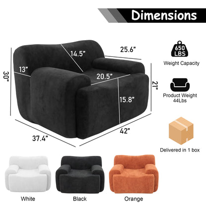 FASADI Oversized Accent Chair - 42" Boneless Chenille Single Sofa Chair for Living Room, Cloud Armchair Foam & Spring Couch for Living Room, Bedroom, Office. Reading, No Assembly
