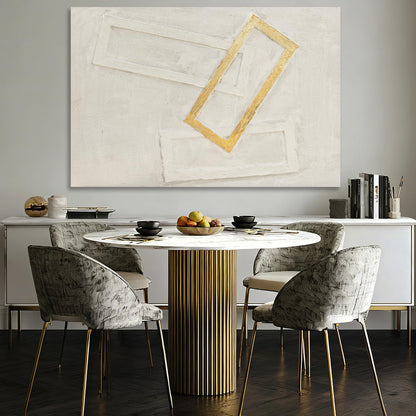 Dolidoteart White Gold Beige Canvas Wall Art, Hand Painted Oil Painting, Large Abstract Wall Art for Living Room, Modern Textured Horizontal Wall Decor for Bedroom Office, 32x48 Inch
