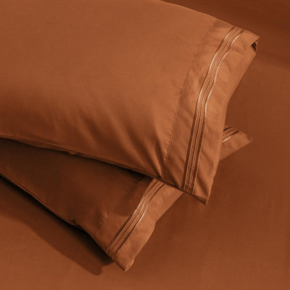 Aormenzy Microfiber Pillow Cases - Standard Size Set of 4-1800 Thread Count Ultra Soft Caramel Pumpkin Pillowcases - Wrinkle Resistant Pillow Covers with Envelope Closure - 20" x 26"