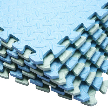 16 Tiles Foam Play Mat for Baby, Soft & Safe EVA Foam Mats for Floor, Square Baby Play Mat, Kids Foam Puzzle Floor Mat, 47x47 Play Mat for Playpen(Bean Green/Light Blue)