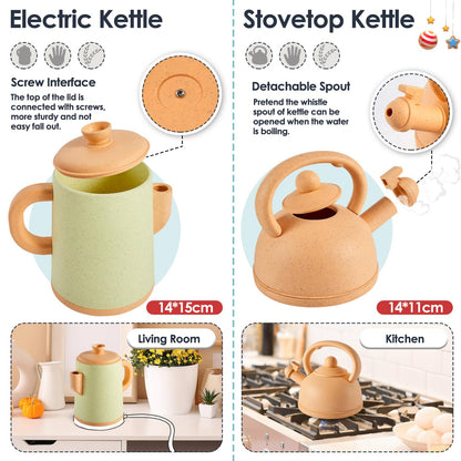 BUYGER Kids Play Kitchen Pots and Pans Set, Pretend Play Cooking Cookware Accessories Toys Utensils Playset for Toddlers Boys Girls Ages 3-5+ Years Old